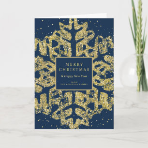 Weihnachts-Glitzer Snowflake Corporate Navy Feiertagskarte