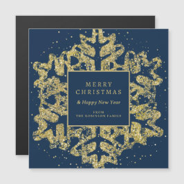 Weihnachts-Glitzer Snowflake Corporate Navy Magnetkarte