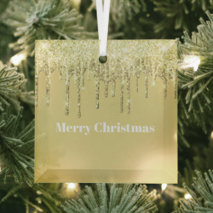 Weihnachts-Glitzer Tropfen Frohe Weihnachtsglas Or Ornament Aus Glas