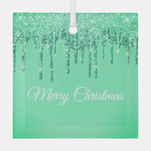 Weihnachts-Glitzer Tropfen Frohe Weihnachtsglas Or Ornament Aus Glas
