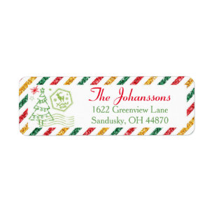 Weihnachts-Glitzer Vintage Rücksendeadresse