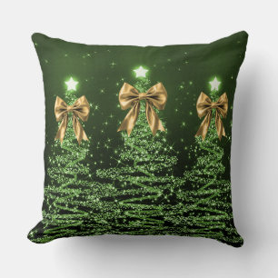 Weihnachts-Glitzerbäume Grün mit falscher Goldschl Kissen