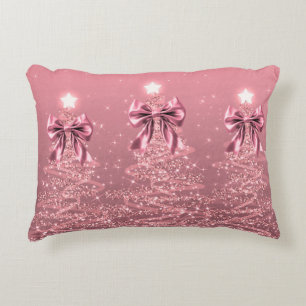 Weihnachts-Glitzerbäume Rosa Hauch Falsche Schleif Dekokissen