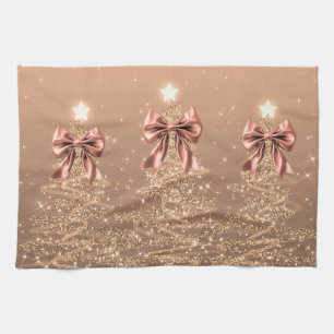 Weihnachts-Glitzerbäume Roségold mit falscher Schl Geschirrtuch
