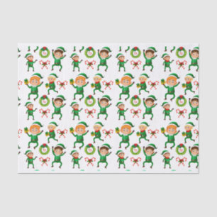 Weihnachts-glücklicher Elf mit Geschenk Muster Seidenpapier