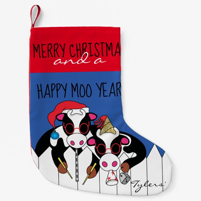 Weihnachts-glückliches Moo-Jahr-Strumpf Kleiner Weihnachtsstrumpf (Vorderseite)