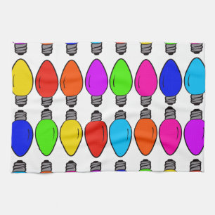 Weihnachts-Glühbirnen Muster Geschirrtuch