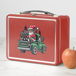Weihnachts-Gnom auf Pickup-Tuc Metall Brotdose