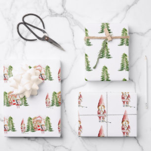 Weihnachts-Gnom-Design 1 Geschenkpapier Set