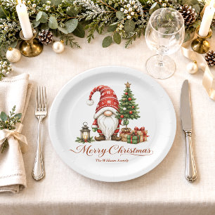 Weihnachts-Gnom-Familienname Pappteller