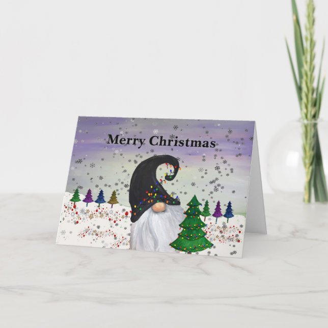 Weihnachts-Gnom-Feiertags-Grußkarten Karte (Vorderseite)