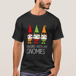 Weihnachts-Gnom Hängend Mit Meinen Gnomies Lustige T-Shirt