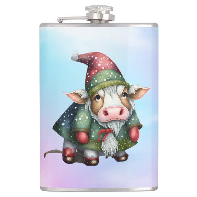 Weihnachts-Gnom-Kuh-Design-83456 Flachmann (Vorderseite)