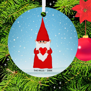 Weihnachts-Gnom mit einem Herzen Ornament Aus Metall