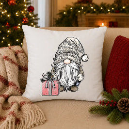 Weihnachts-Gnom mit Geschenk Kissen