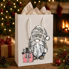 Weihnachts-Gnom mit Geschenk Mittlere Geschenktüte