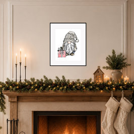 Weihnachts-Gnom mit Geschenk Poster