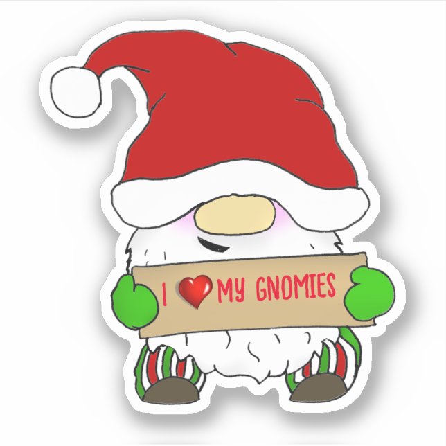 Weihnachts-Gnom mit Santa-Hut Aufkleber (Vorderseite)