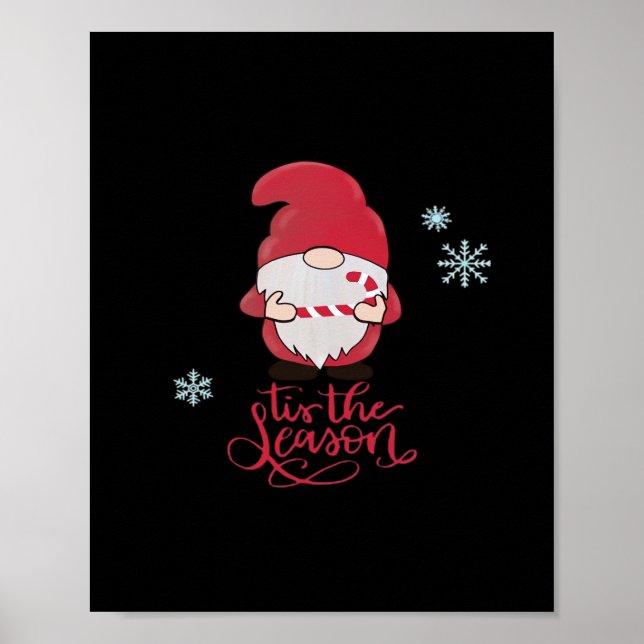 Weihnachts-Gnom mit Zuckerstange Poster (Vorne)