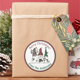 Weihnachts-Gnom Nikolaus Elf Rentier Festlich Xmas Runder Aufkleber