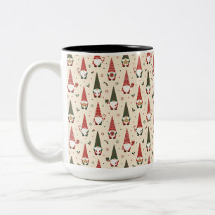 Weihnachts-Gnom-Partei-Muster Zweifarbige Tasse