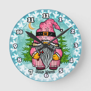 Weihnachts-Gnom  Runde Wanduhr