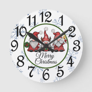 Weihnachts-Gnom-Uhr Runde Wanduhr