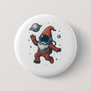 Weihnachts-Gnom Weltraum-Astronaut Lustig Galaxie Button