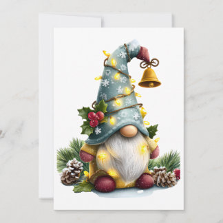 Weihnachts-Gnom - Whimsical Gnom mit Lichtern Feiertagskarte