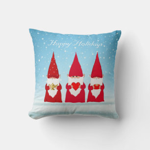 Weihnachts-Gnome auf Hellblau Kissen
