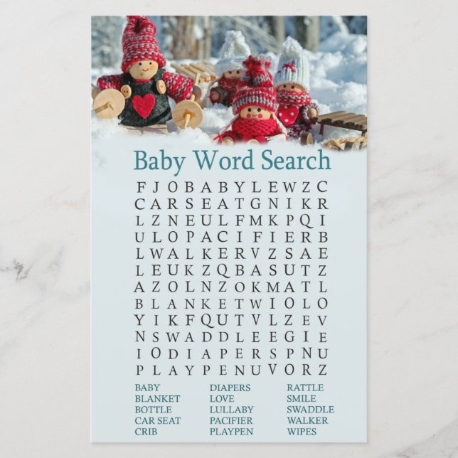 Weihnachts-gnome Baby Shooter Word Search Game (Vorderseite)