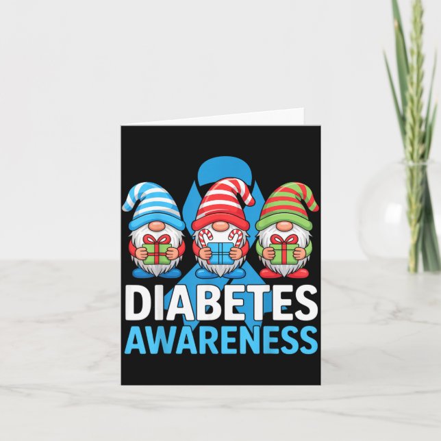 Weihnachts-Gnome Diabetes-Bewusstsein Karte (Vorderseite)