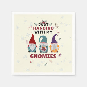 Weihnachts-Gnome-Familie Niedlich, die Gnome ausbl Serviette