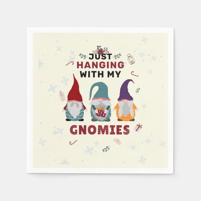 Weihnachts-Gnome-Familie Niedlich, die Gnome ausbl Serviette (Vorderseite)