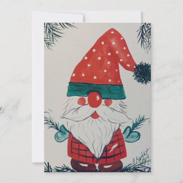 Weihnachts-Gnome-Farbkarte Einladung (Vorderseite)