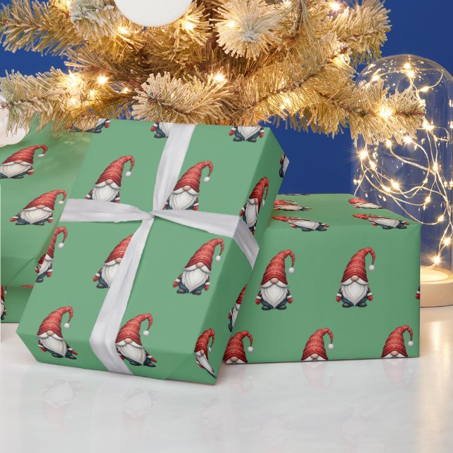 Weihnachts-Gnome Feiertage-Geschenk für Fern Green Geschenkpapier (Feiertage)