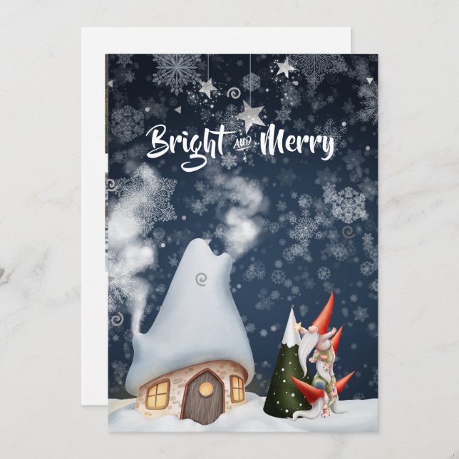 Weihnachts Gnome Foto Collage Urlaubskarte Feiertagskarte (Vorne/Hinten)