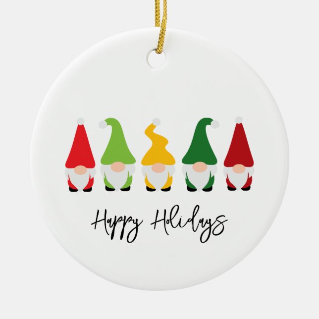 Weihnachts Gnome Happy Holidays Jahr Spaß Keramik Ornament (Vorne)