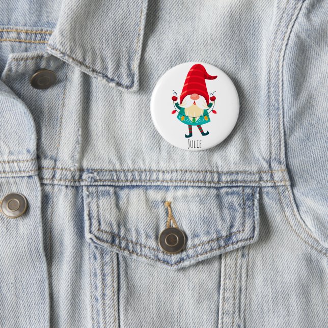 Weihnachts Gnome Holding Weihnachtsleuchten Button (Beispiel)