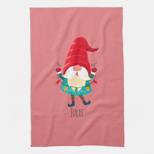 Weihnachts Gnome Holding Weihnachtsleuchten Geschirrtuch