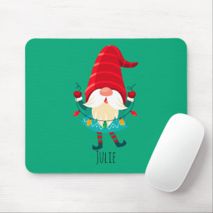 Weihnachts Gnome Holding Weihnachtsleuchten Mousepad