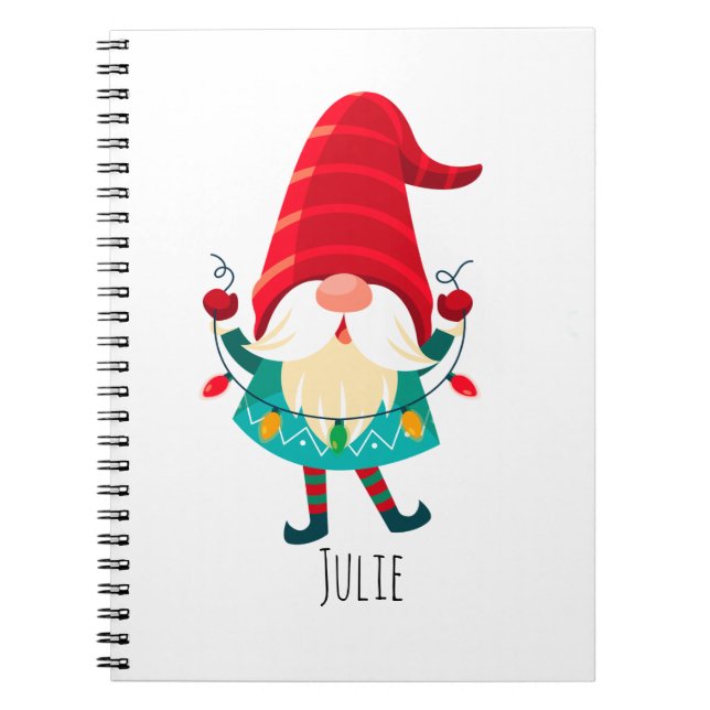 Weihnachts Gnome Holding Weihnachtsleuchten Notizblock (Vorderseite)