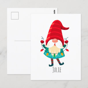Weihnachts Gnome Holding Weihnachtsleuchten Postkarte