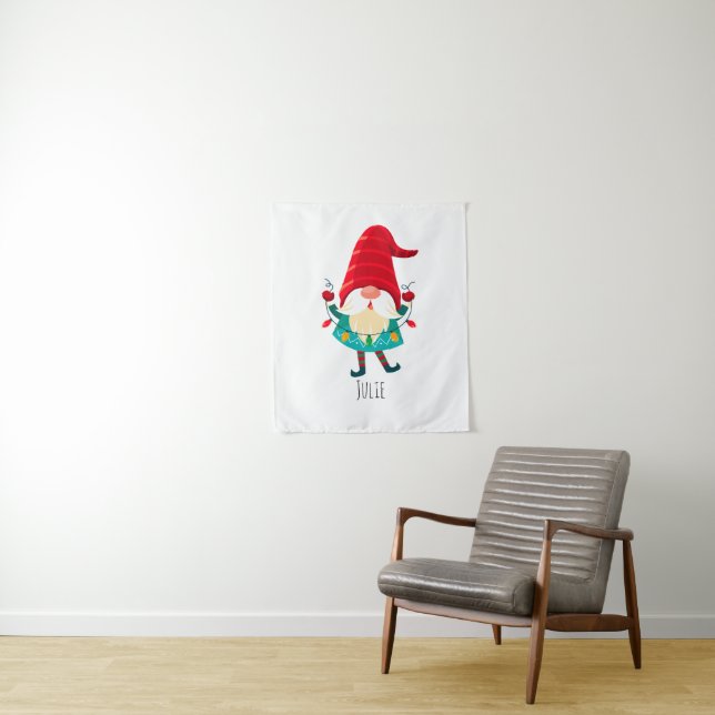 Weihnachts Gnome Holding Weihnachtsleuchten Wandteppich (Beispiel)