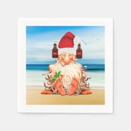 Weihnachts-Gnome in einem Bierhüttenchen Serviette