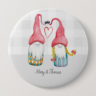 Weihnachts-Gnome in Liebe Wasserfarbe Handgemalt Button
