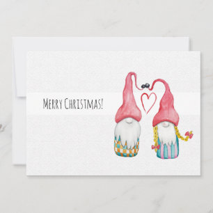 Weihnachts-Gnome in Liebe Wasserfarbe Handgemalt Einladung