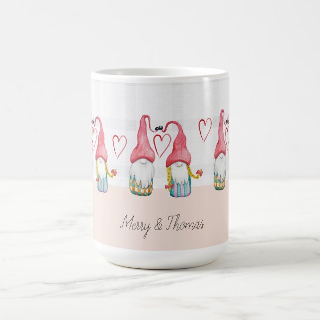 Weihnachts-Gnome in Liebe Wasserfarbe Handgemalt Kaffeetasse (Mittel)