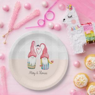 Weihnachts-Gnome in Liebe Wasserfarbe Handgemalt Pappteller