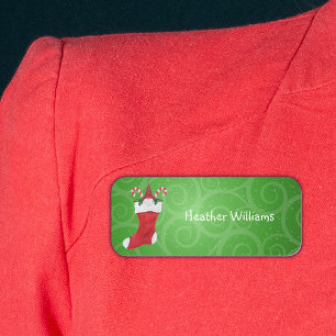 Weihnachts-Gnome in Rotem Strumpf Holly Candy Cane Namensschild